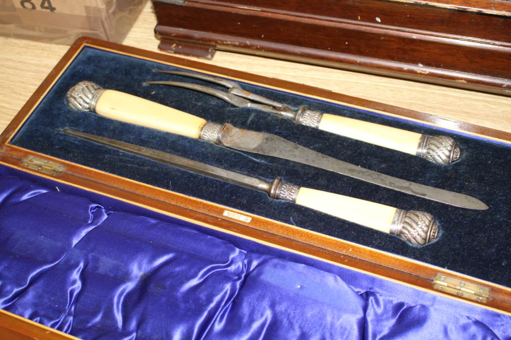 A canteen of plated cutlery and carving set